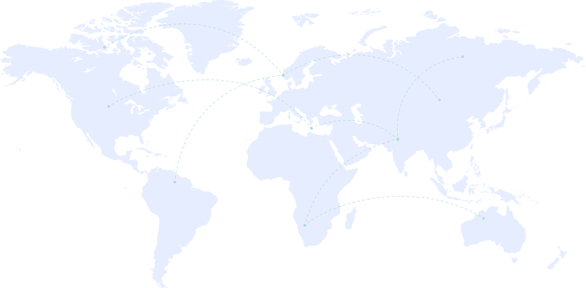 World map with connected data-center points